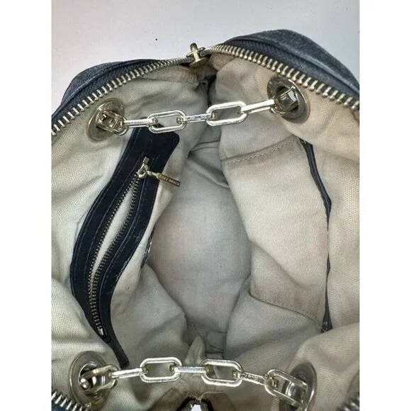 Tory Burch Dena Mini Black Crinkle Leather  Crossbody Chain Bag - Picture 7 of 11